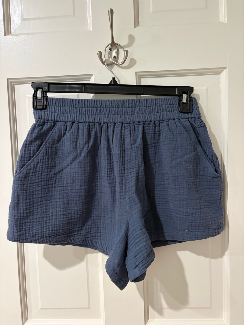 Calia Ardosia Slate Women's Elastic Waist Navy Blue Cotton-Blend Shorts